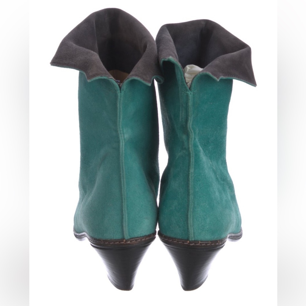 Andrea Pfister Vintage Suede Turquoise Teal Ankle Boot - Picture 4 of 8